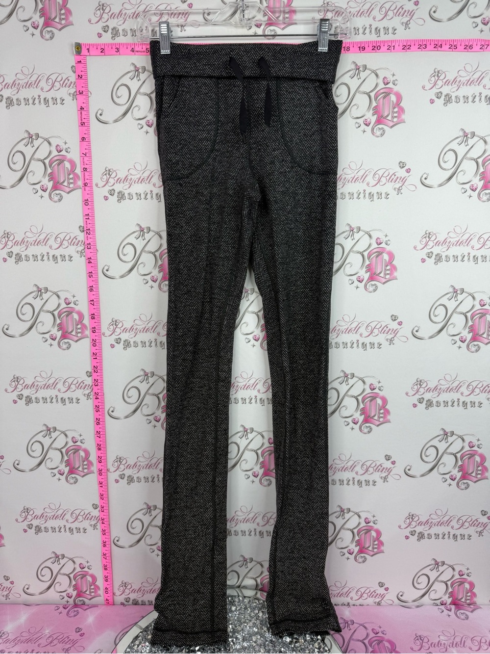 lululemon athletica vintage pants Black Heathered Knit Wide-Waist Pants